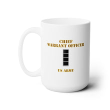 Load image into Gallery viewer, White Ceramic Mug 15oz - Army - Emblem - Warrant Officer 4 - CW4 - US Army - Hat