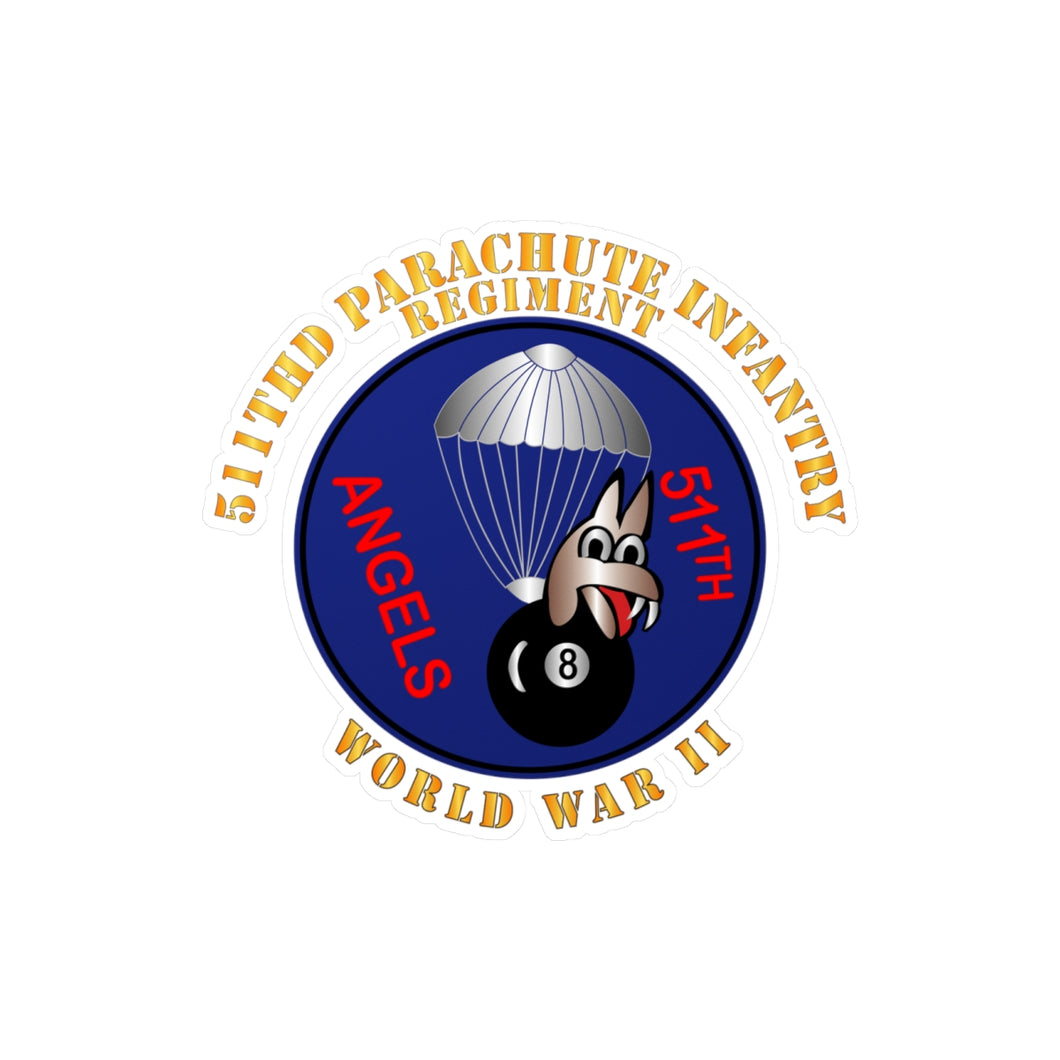 Kiss-Cut Vinyl Decals - Army  - 511th PIR 11th Airborne Div - WWII