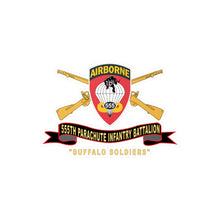 Load image into Gallery viewer, Kiss-Cut Vinyl Decals - Army - 555th Parachute Infantry Battalion - SSI - Black - Red Buffalo Soldiers w Br - Rib
