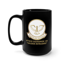 Load image into Gallery viewer, Black Mug 15oz - Attack Squadron 128 - Golden Intruders - White w Text X 300