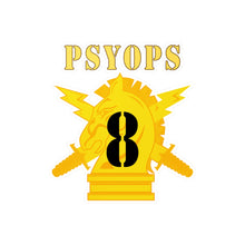 Load image into Gallery viewer, Kiss-Cut Vinyl Decals - Army - PSYOPS w Branch Insignia - 8th Battalion Numeral - Line X 300 - Hat