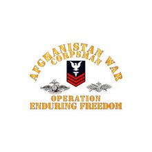 Load image into Gallery viewer, Kiss-Cut Vinyl Decals - Navy - Afghanistan War Corpsman - Operation Enduring Freedom - Veteran w FMF - Combat Seebee Bad