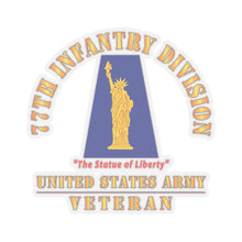 Load image into Gallery viewer, Kiss-Cut Stickers - Army - SSI - 77th Infantry Division - The Statue of Liberty - US Army Veteran X 300