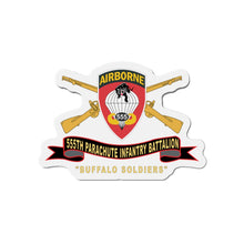 Load image into Gallery viewer, Die-Cut Magnets - 555th Parachute Infantry Battalion - SSI - Black - Red Buffalo Soldiers w Br - Rib