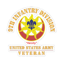 Load image into Gallery viewer, Kiss - Cut Stickers - Army - DUI - 9th Infantry Division - Varsity - US Army Veteran X 300