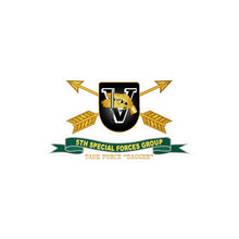 Load image into Gallery viewer, Kiss-Cut Vinyl Decals - Army - 5th Special Forces Group - Flash - TF Dagger w Br - Ribbon X 300