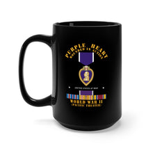 Load image into Gallery viewer, Black Mug 15oz - Purple Heart - WIA w WWII SVC w Purple Heart - Pacific