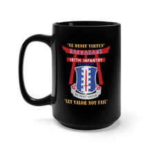 Load image into Gallery viewer, Black Mug 15oz - Army - 187th Infantry Regiment - Torii, Rakkasans, Let Valor Not Fail, English, Latin X 300