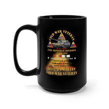 Load image into Gallery viewer, Black Mug 15oz - Cold War Vet - 2nd Armored Division - Lucius D. Clay Kaserne - Garlstedt, Germany - M1A1Tank - Green Camo w COLD SVC w Fire X 300