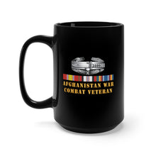 Load image into Gallery viewer, Black Mug 15oz - Army - Afghanistan War - Combat Veteran - Combat Action Badge w CAB AFGHAN SVC X 300
