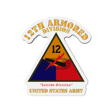 Load image into Gallery viewer, Die-Cut Magnets - Army - SSI - 12th Armored Division - Suicide Division - US Army X 300