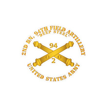 Load image into Gallery viewer, Kiss-Cut Vinyl Decals - Army - 2nd Bn, 94th Field Artillery Regiment - Deep Steel w Arty Branch