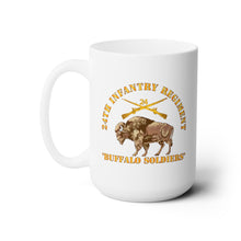 Load image into Gallery viewer, White Ceramic Mug 15oz - Army - 24th Infantry Regiment - Buffalo Soldiers w 24th Inf Branch Insignia