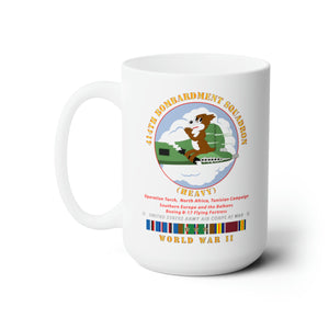 White Ceramic Mug 15oz - Army - 414th Bombardment Squadron (Heavy) - AAC w  WWII  EU SVC