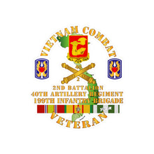 Load image into Gallery viewer, Kiss-Cut Vinyl Decals - Army - Vietnam Combat Vet - 2nd Bn 40th Artillery - 199th Infantry Bde - VN SVC