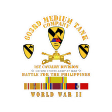 Load image into Gallery viewer, Kiss-Cut Vinyl Decals - Army - 603rd Medium Tank Co - 1st Cav - Phil - WWII w PAC SVC