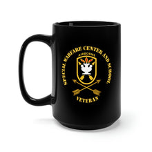 Load image into Gallery viewer, Black Mug 15oz - JFK Special Warfare Center - School SSI w Branch - Veteran wo Backgrnd
