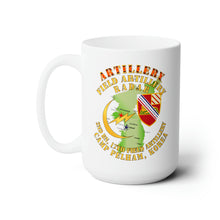 Load image into Gallery viewer, White Ceramic Mug 15oz - Army - Field Artillery Radar - 2nd Bn 17th FA Camp Pelham Korea
