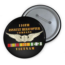 Load image into Gallery viewer, Custom Pin Buttons - 116th Assault Helicopter Co w Aviator Badge w VN SVC x 300