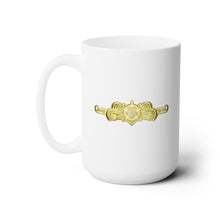 Load image into Gallery viewer, White Ceramic Mug 15oz - USCG - Cutterman Badge - Officer - Gold wo Txt