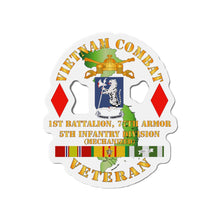 Load image into Gallery viewer, Die-Cut Magnets - Army - Vietnam Combat Vet - 1st Bn 77th Armor - 5th Inf Div SSI