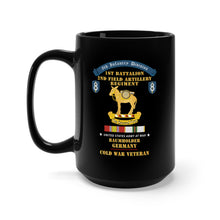 Load image into Gallery viewer, Black Mug 15oz - 8th Infantry Division Scroll - 1st Bn, 2nd Field Artillery Regiment - Baumholder Germany - Cold War Vet w COLD SVC X 300