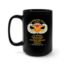 Load image into Gallery viewer, Black Mug 15oz - 39th Field Artillery Regiment, 1st Platoon, FDC, Charlie Battery, 1st Battalion Airborne - V1 Gold X 300
