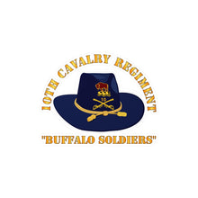 Load image into Gallery viewer, Kiss-Cut Vinyl Decals - Army - 10th Cavalry Regiment w Cav Hat - Buffalo Soldiers