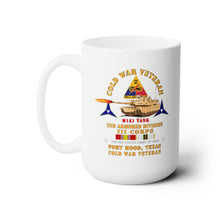 Load image into Gallery viewer, White Mug 15oz - Army - Cold War Vet - 2nd Armored Division - Ft Hood, TX - M1A1 Firing w COLD SVC