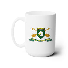 Load image into Gallery viewer, White Ceramic Mug 15oz - Army -1st Special Operations Command (SOCOM) - SSI w Br - Ribbon X 300