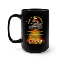 Load image into Gallery viewer, Black Mug 15oz - Army - Cold War Vet - 3rd Armored Division - Gelnhausen, Germany - M60A1 Tank - Spearhead w Fire - 1973-76 COLD X 300