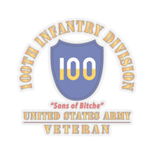 Load image into Gallery viewer, Kiss-Cut Stickers - Army - SSI - 100th Division - Sons of Bitche - US Army Veteran X 300