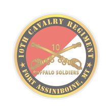 Load image into Gallery viewer, Kiss-Cut Stickers - Army - 10th Cavalry Regiment - Fort Assiniboine, MT - Buffalo Soldiers w Cav Branch