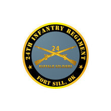 Load image into Gallery viewer, Kiss-Cut Vinyl Decals - Army - 24th Infantry Regiment - Fort Sill, OK - Buffalo Soldiers w Inf Branch