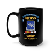 Load image into Gallery viewer, Black Mug 15oz - 8th Infantry Division Scroll - 2nd Bn 68th Armor Regiment - Baumholder Germany - Cold War Vet w COLD SVC X 300