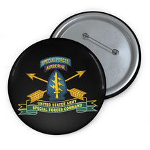 Load image into Gallery viewer, Custom Pin Buttons - US Army Special Forces Command - SSI w Br - Ribbon X 300