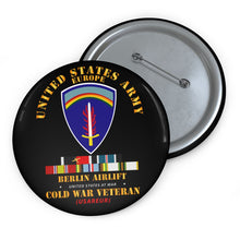 Load image into Gallery viewer, Custom Pin Buttons - US Army Europe - Berlin Airlift w COLD EXP OCCP Airplane SVC