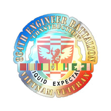 Load image into Gallery viewer, Holographic Die-cut Stickers - 864th Engineer Battalion with Vietnam Service Ribbon X 300