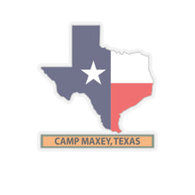 Load image into Gallery viewer, Kiss-Cut Stickers - Texas Map Overprint with Texas State Flag - Camp Maxey, Texas X 300