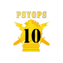 Load image into Gallery viewer, Kiss-Cut Vinyl Decals - Army - PSYOPS w Branch Insignia - 10th Battalion Numeral - Line X 300 - Hat