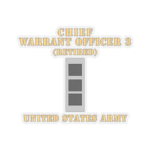 Load image into Gallery viewer, Kiss-Cut Stickers - Army - Chief Warrant Officer 3 - CW03 - Retired - Flat - X 300