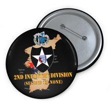 Load image into Gallery viewer, Custom Pin Buttons - Korea Map - 2nd Infantry Div - Second to None - V1
