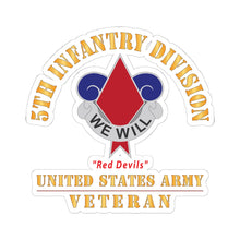 Load image into Gallery viewer, Kiss - Cut Stickers - Army - DUI - 5th Infantry Division - Red Devils - US Army Veteran X 300