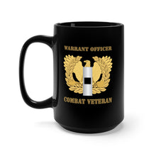 Load image into Gallery viewer, Black Mug 15oz - Emblem - Warrant Officer - WO1 - Combat Veteran X 300