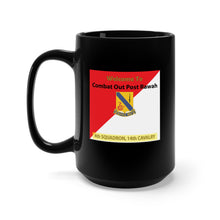 Load image into Gallery viewer, Black Mug 15oz - Army - 4th Squadron, 14th Cavalry Regiment - Welcome to COP Rawah X 300