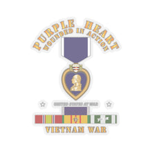 Load image into Gallery viewer, Kiss-Cut Stickers - Purple Heart - WIA w VN SVC w Purple Heart Ribbon