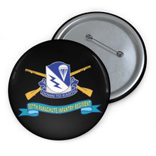 Load image into Gallery viewer, Custom Pin Buttons - 507th Parachute Infantry Regiment - DUI w Br - Ribbon X 300