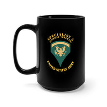 Load image into Gallery viewer, Black Mug 15oz - Army - Enlisted - SPEC 5 - Specialist 5 - Std - Combat Veteran X 300