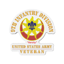 Load image into Gallery viewer, Die-Cut Magnets - Army - DUI - 9th Infantry Division - Varsity - US Army Veteran X 300