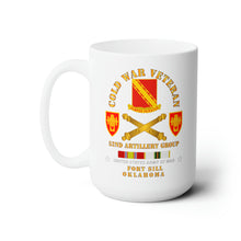 Load image into Gallery viewer, White Ceramic Mug 15oz - Army - Cold War Vet - 52nd Artillery Group - Fort Sill, OK w COLD SVC
